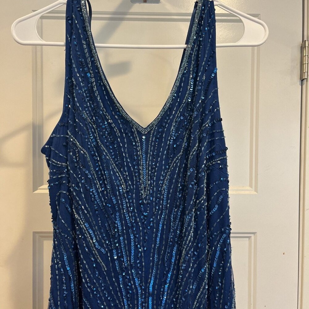 JKara Women's V-Neck Embellished Illusion-Godet Gown size 16 - Picture 5 of 11